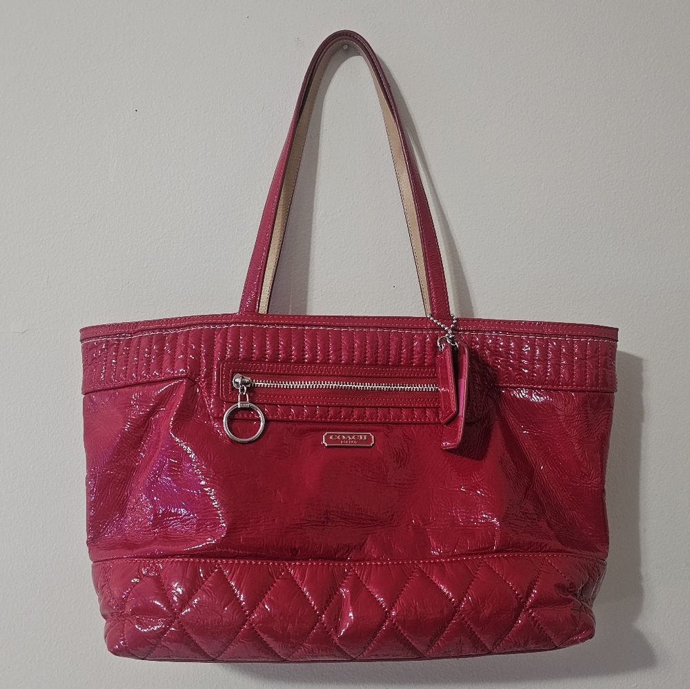 Coach Poppy Quilted Liquid Gloss Patent Leather Purse